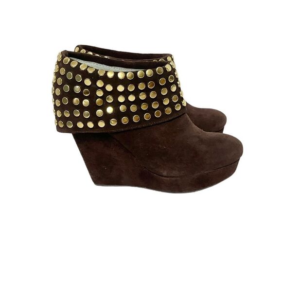Matiko Brown with Gold Studs Halle Heeled Ankle Boots/Booties Size 6 - Picture 1 of 7
